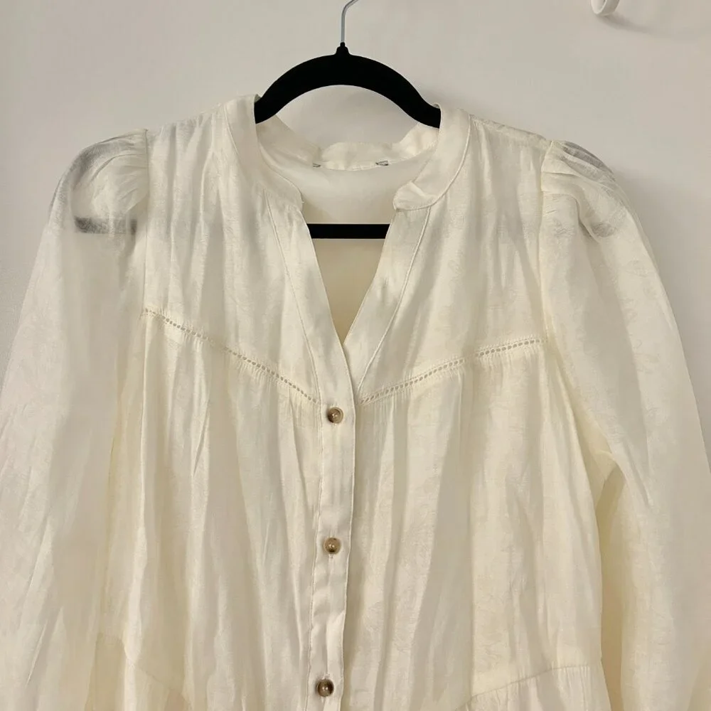 Baltic Born Brenna Button Midi Dress with Pockets in Cream Size L NWOT - Picture 5 of 12